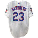 Ryne Sandberg Signed Chicago Cubs White Majestic XL Caray Jersey HOF BAS 48387