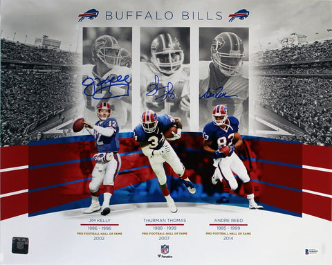 Bills (3) Kelly, Thomas & Reed Authentic Signed 16x20 Photo BAS Witnessed