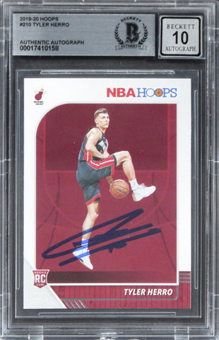 Heat Tyler Herro Signed 2019 Hoops #210 Rookie Card Auto 10! BAS Slabbed