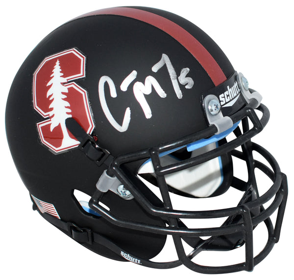 CHRISTIAN McCAFFREY SIGNED STANFORD CARDINAL BLACK MINI HELMET JSA