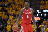 Clint Capela Signed Rockets 35"x43" Framed Jersey (Tristar) 2021 Rebound Leader