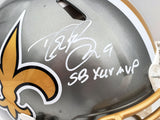 DREW BREES AUTOGRAPHED SAINTS FLASH FULL SIZE AUTH HELMET SB MVP BECKETT 197103