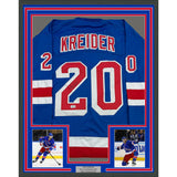 Framed Autographed/Signed Chris Kreider 35x39 New York Blue Jersey Beckett COA