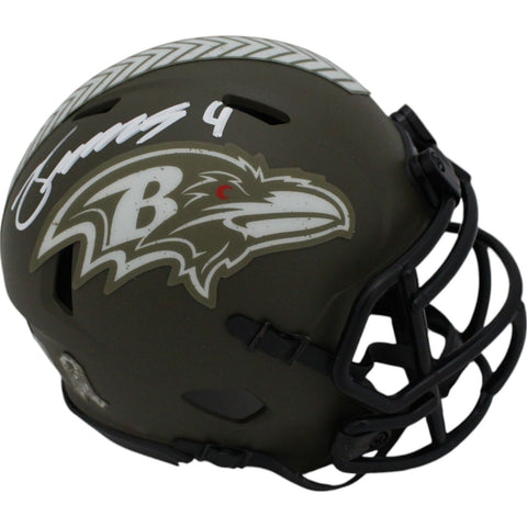 Zay Flowers Autographed Baltimore Ravens 22 Salute Mini Helmet Beckett 48002