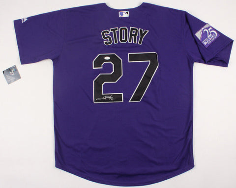 Trevor Story Signed Colorado Rockies 25th Anniversary Majestic Jersey (JSA COA)