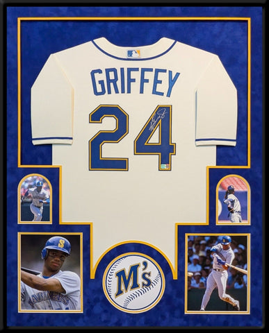 SUEDE FRAMED SEATTLE MARINERS KEN GRIFFEY JR AUTOGRAPHED JERSEY TRISTAR HOLO