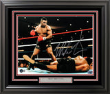 MIKE TYSON AUTOGRAPHED FRAMED 11X14 PHOTO STANDING OVER BECKETT BAS QR 209411