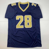 Autographed/Signed Marshall Faulk St. Louis Navy Blue Jersey Beckett BAS COA