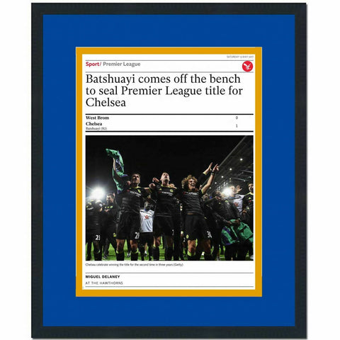 Framed Chelsea 2016-2017 Premier League Champions Newspaper 17x20 Photo