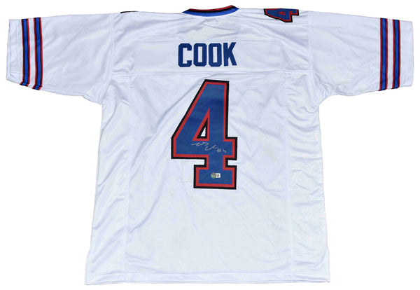 JAMES COOK SIGNED AUTOGRAPHED BUFFALO BILLS #4 WHITE JERSEY BECKETT