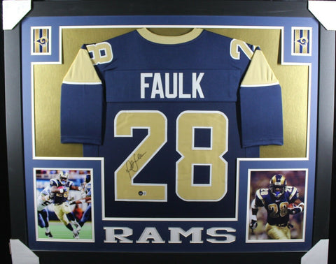 MARSHALL FAULK (Rams blue SKYLINE) Signed Autographed Framed Jersey Beckett