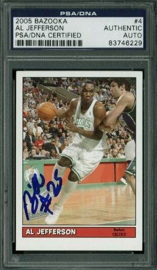 Celtics Al Jefferson Authentic Signed Card 2005 Bazooka #4 PSA/DNA Slabbed