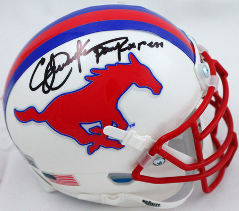 Eric Dickerson Signed SMU Mini Helmet w/ Pony Express-Beckett W Hologram *Black