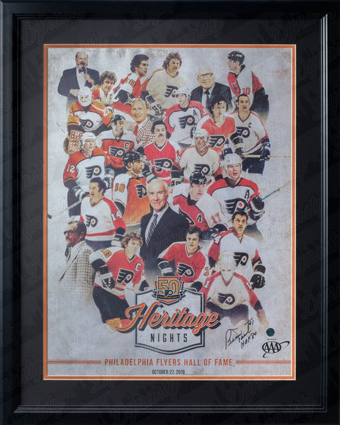 Bernie Parent Autographed Signed 50th Anniversary Flyers Framed Poster JSA PSA