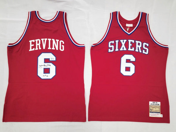 Julius Dr. J Erving Signed 76ers Mitchell & Ness Authentic Jersey W/ HOF 93 BAS