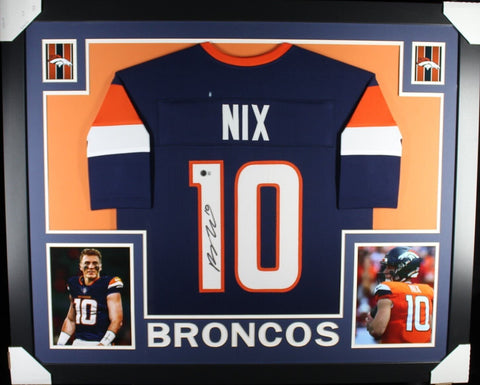 BO NIX (Broncos blue SKYLINE) Signed Autograph Framed Jersey Beckett