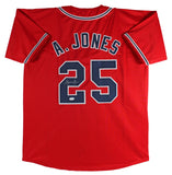 Andruw Jones Authentic Signed Red Pro Style Jersey Autographed JSA Witness