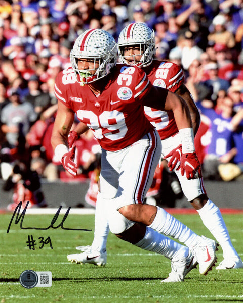 Malik Harrison Autographed Ohio State Buckeyes 8x10 Photo Beckett 47357