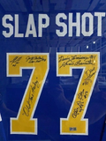 "Slap Shot" 35" x 43" Framed Jersey Signed by (5) Including the Hanson Brothers