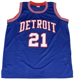 DAVE BING AUTOGRAPHED DETROIT PISTONS #21 BLUE BASKETBALL JERSEY BECKETT