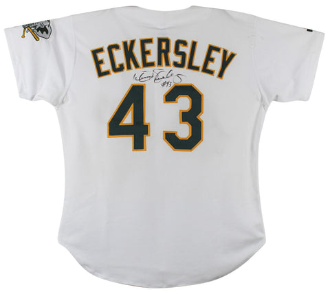 Athletics Dennis Eckersley Signed White Russell Athletic Jersey BAS #X71279