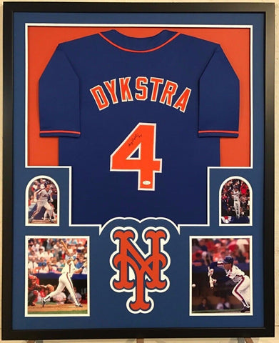 FRAMED LENNY DYKSTRA AUTOGRAPHED SIGNED N.Y. METS JERSEY JSA COA