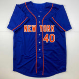 Autographed/Signed Bartolo Colon New York Blue Baseball Jersey Beckett BAS COA