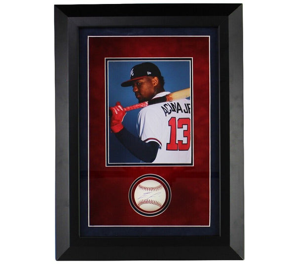 Ronald Acuna Signed Atlanta Braves Shadowbox Framed Rawlings OML White Baseball