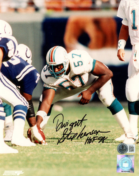 Dwight Stephenson Signed Miami Dolphins 8x10 Photo HOF Beckett 47784