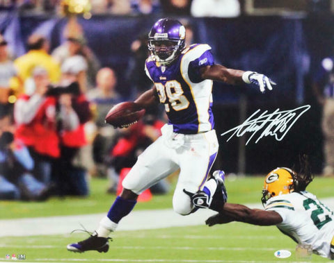 Adrian Peterson Signed Vikings 16x20 Running HM Photo - Beckett W Auth *White