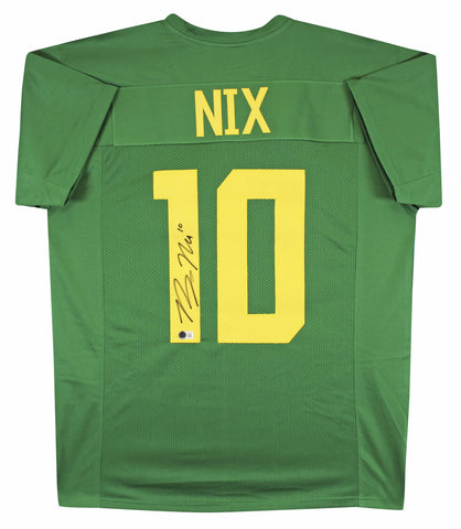 Oregon Bo Nix Authentic Signed Green Pro Style Jersey Autographed BAS Witnessed