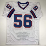 Autographed/Signed Lawrence Taylor New York White Stat Football Jersey JSA COA