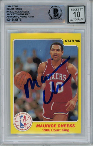 Maurice Cheeks Autographed 1986 Star Card #7 Grade 10 Trading Card Beckett 43876