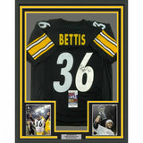 FRAMED Autographed/Signed JEROME BETTIS 33x42 Pittsburgh Black Jersey JSA COA