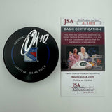 Autographed/Signed Artemi Panarin New York Rangers Logo Hockey Puck JSA COA