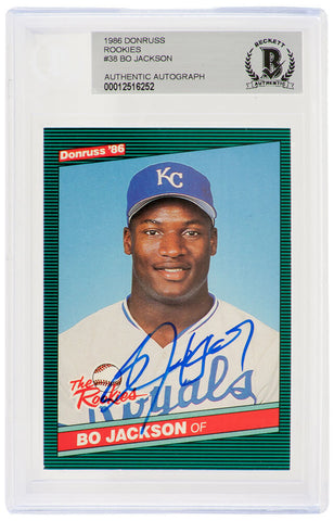 Bo Jackson Signed Royals 1986 Donruss Rookie Baseball Card #38 (Beckett Slabbed)