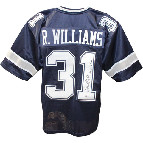 Roy Williams Autographed/Signed Blue Pro Style Jersey Insc. BAS 44070