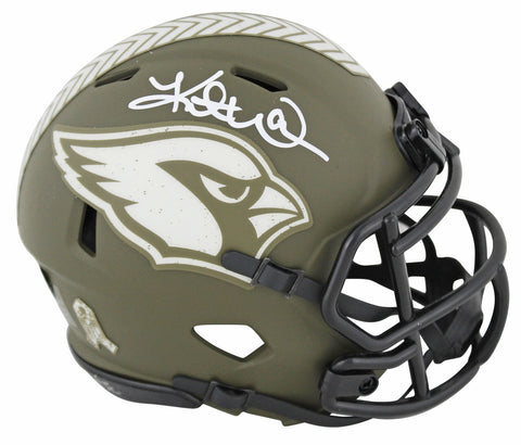 Cardinals Kurt Warner Signed STS Speed Mini Helmet w/ White Sig BAS Witnessed