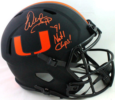 Warren Sapp Signed Miami Hurricanes Eclipse Speed FS Helmet w 91-BeckettW*Orange