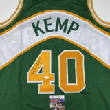 Autographed/Signed SHAWN KEMP Seattle Green Basketball Jersey JSA COA Auto