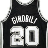 SPURS MANU GINOBILI AUTOGRAPHED BLACK M&N SWINGMAN JERSEY L BECKETT 211906