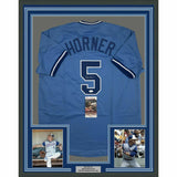 FRAMED Autographed/Signed BOB HORNER 33x42 Atlanta Light Blue Jersey JSA COA