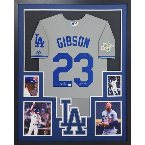 Kirk Gibson Autographed Signed Framed Grey Dodgers LA L.A. Jersey BECKETT