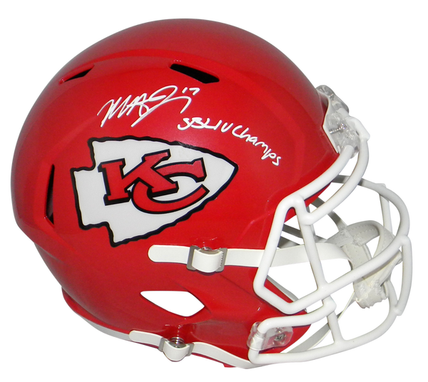 MECOLE HARDMAN SIGNED KANSAS CITY CHIEFS FULL SIZE SPEED HELMET W/ SB LIV CHAMPS