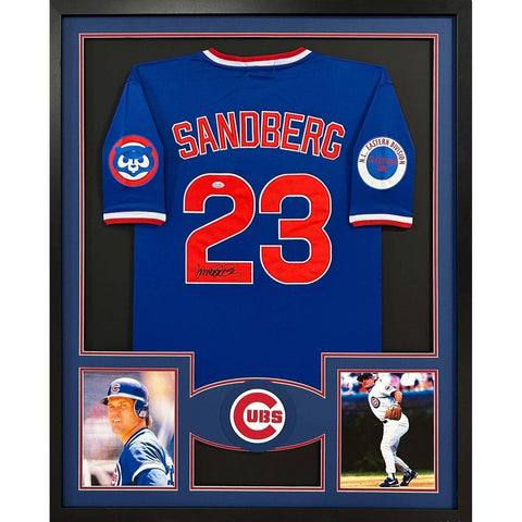 Ryne Sandberg Autographed Signed Framed Chicago Cubs Jersey PSA/DNA