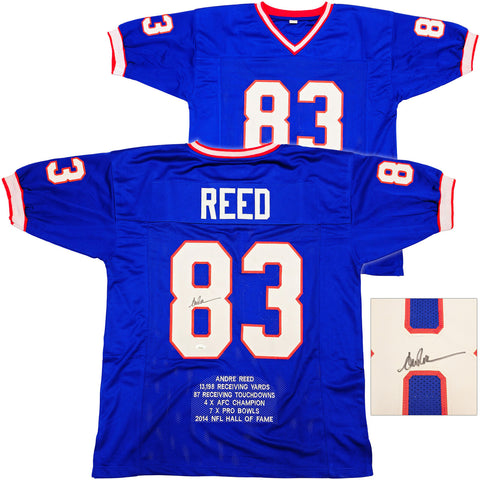 BUFFALO BILLS ANDRE REED AUTOGRAPHED SIGNED BLUE JERSEY JSA STOCK #234556