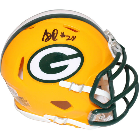 AJ Dillon Autographed/Signed Green Bay Packers Mini Helmet Beckett 46640