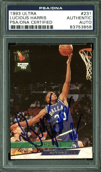 Mavericks Lucious Harris Authentic Signed Card 1993 Ultra RC #231 PSA Slabbed