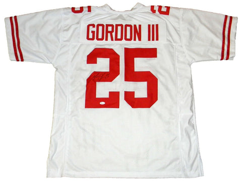 MELVIN GORDON AUTOGRAPHED SIGNED WISCONSIN BADGERS #25 WHITE JERSEY JSA