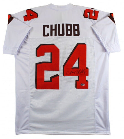 Nick Chubb Signed Browns #24 Jersey (Beckett) Cleveland's 2nd Round Pick 2018